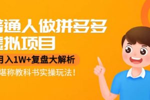普通人做拼多多虛擬項目，復盤大解析，堪稱教科書實操玩法