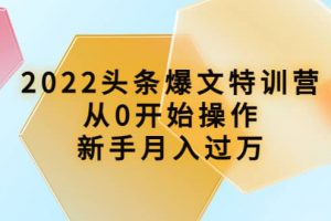 2022頭條爆文特訓營：從0開始操作，新手月入過萬（16節課時）