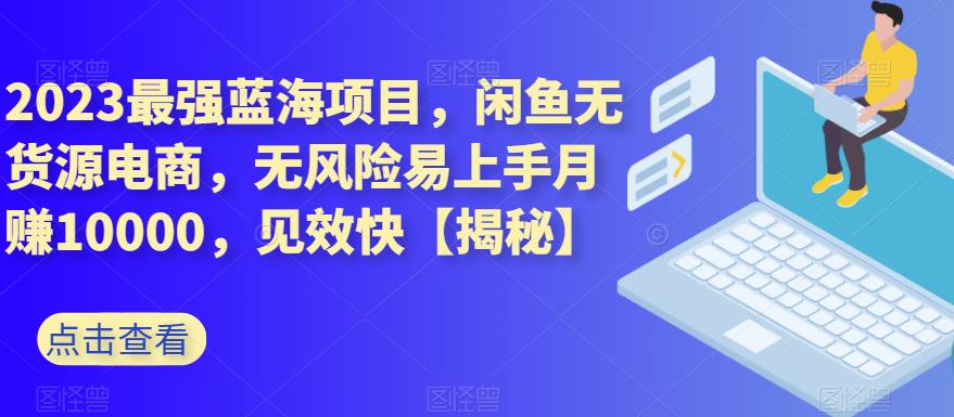 2023最強藍海項目，閑魚無貨源電商，無風(fēng)險易上手月賺10000，見效快【揭秘】