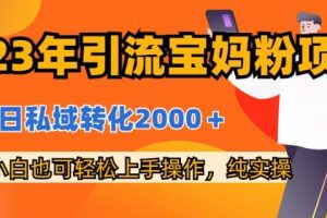 2023年引流寶媽粉項目，單日私域轉化2000＋，新手小白也可輕松上手操作，純實操