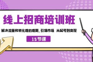 線上·招商培訓班，解決流量和轉化難的難題 引爆市場 從起號到變現（15節）