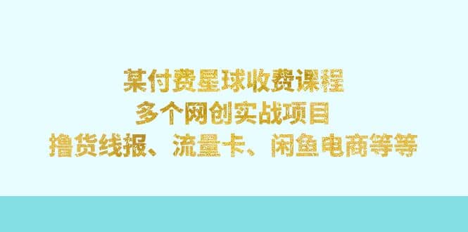 某付費星球課程：多個網創實戰項目，擼貨線報、流量卡、閑魚電商等等插圖