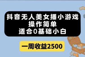 抖音無人美女播小游戲，操作簡單，適合0基礎小白一周收益2500