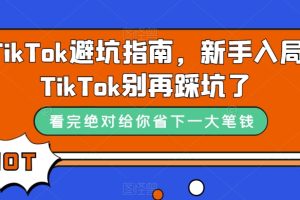 TikTok·避坑指南，新手入局Tk別再踩坑了（10節課）