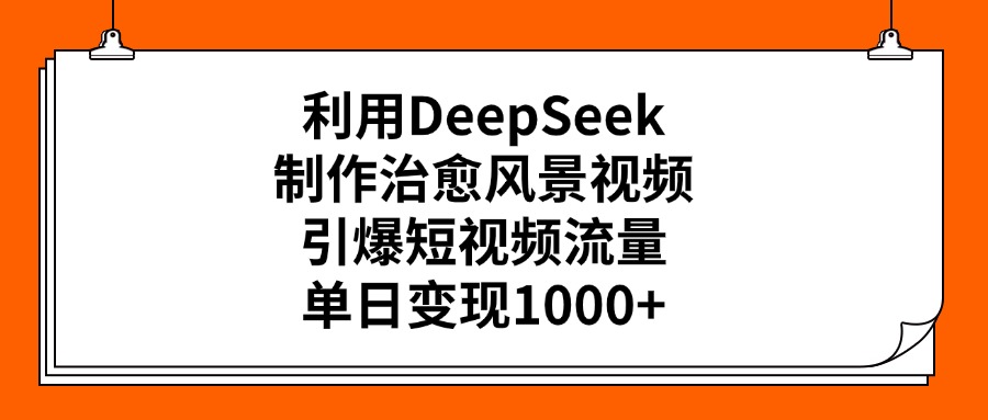 利用DeepSeek制作，治愈風(fēng)景視頻，引爆短視頻流量，單日變現(xiàn)1000+
