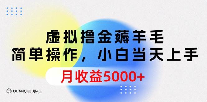 虛擬擼金薅羊毛,簡單操作,小白當天上手,月收益5000+