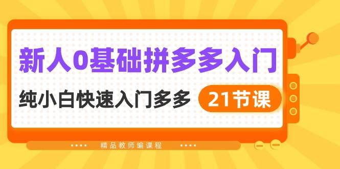 新人0基礎拼多多入門，純小白快速入門多多（21節課）